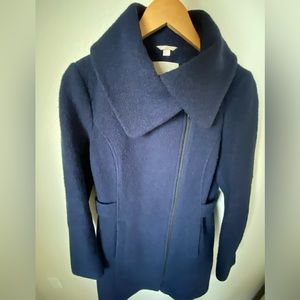 Soia & Kyo Navy Wool Asymmetrical Coat